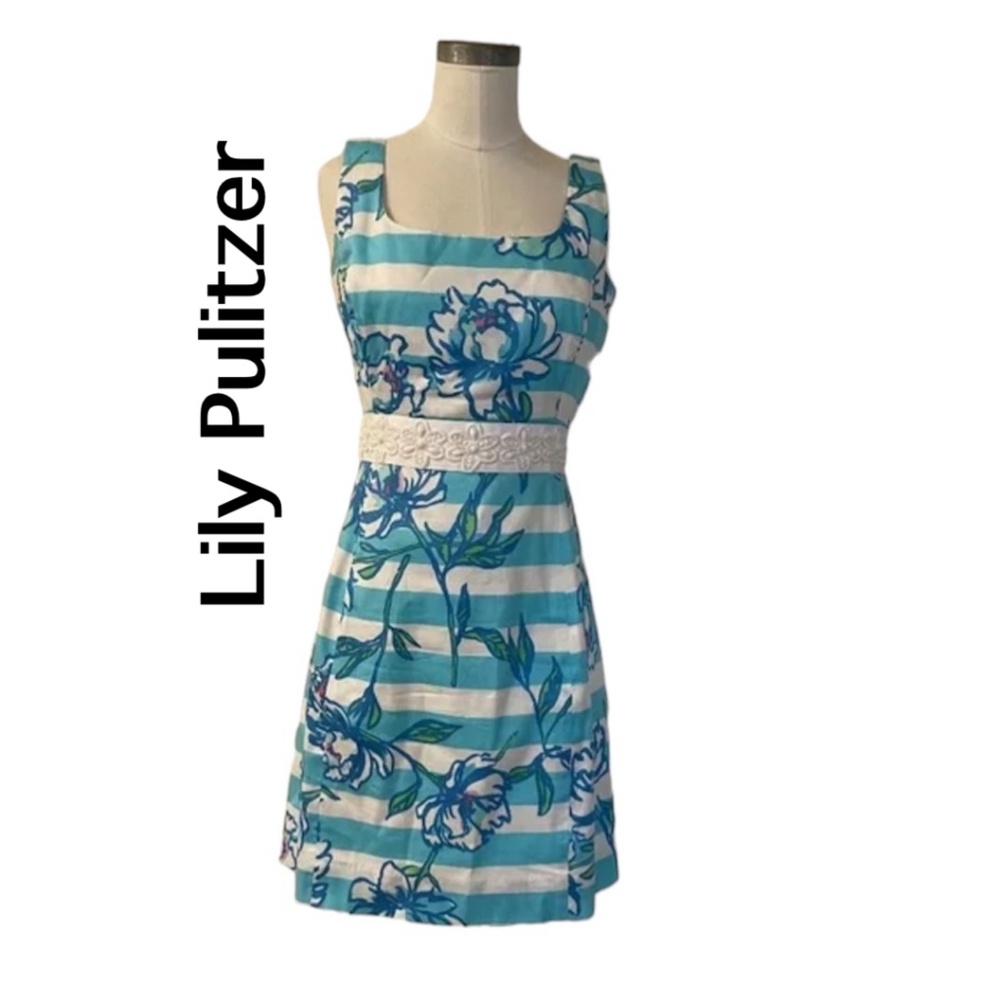 Lily Pulitzer floral striped dress Size 4